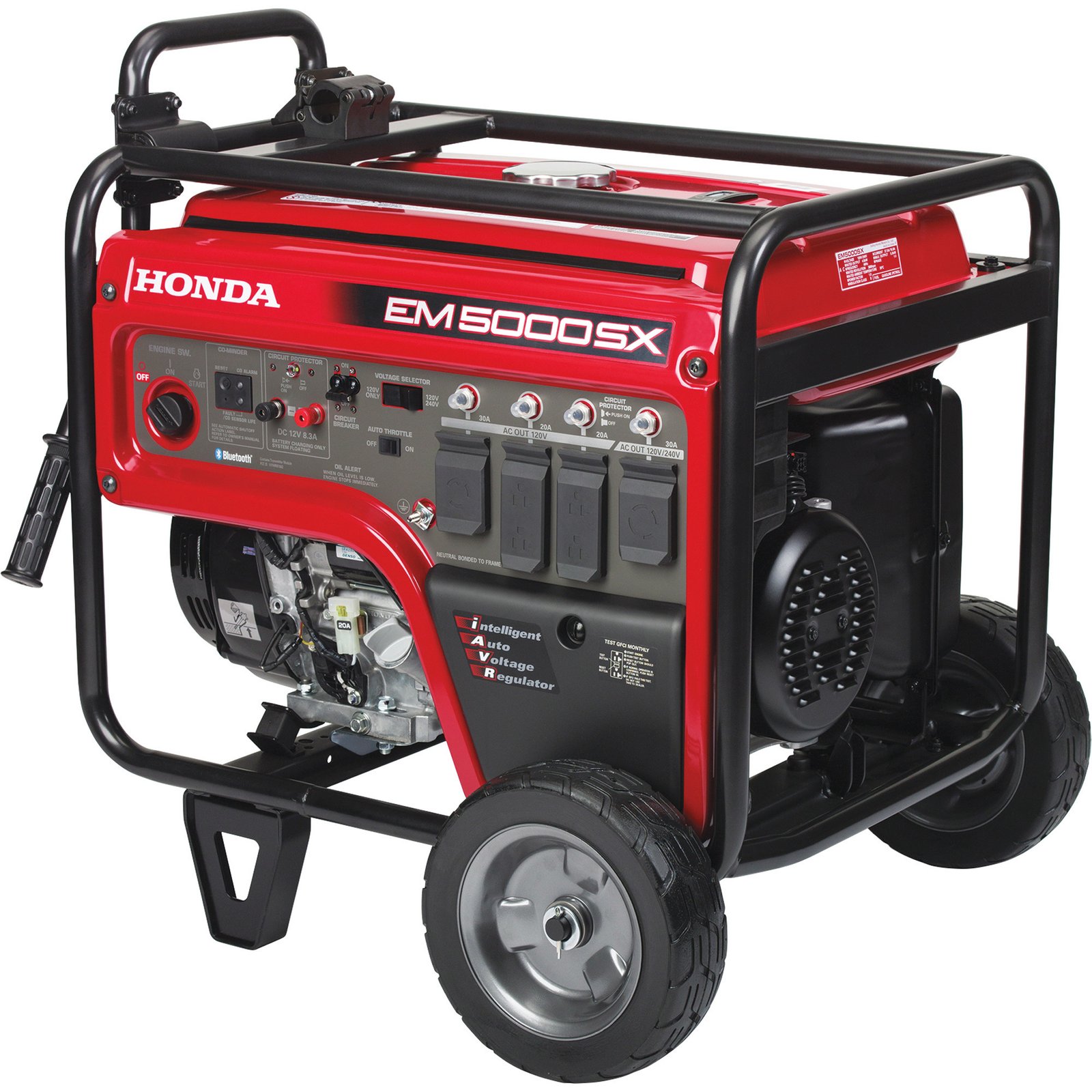 honda em5000s iavr series portable generator, 5000 surge watts, 4500 rated watts, electric start, model# em5000sxk3an