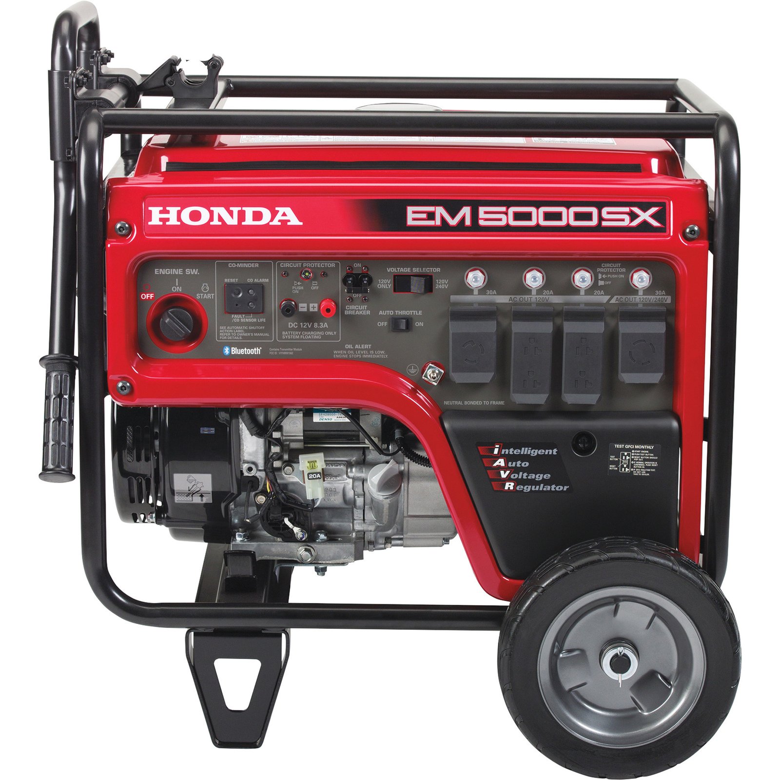 honda em5000s iavr series portable generator, 5000 surge watts, 4500 rated watts, electric start, model# em5000sxk3an