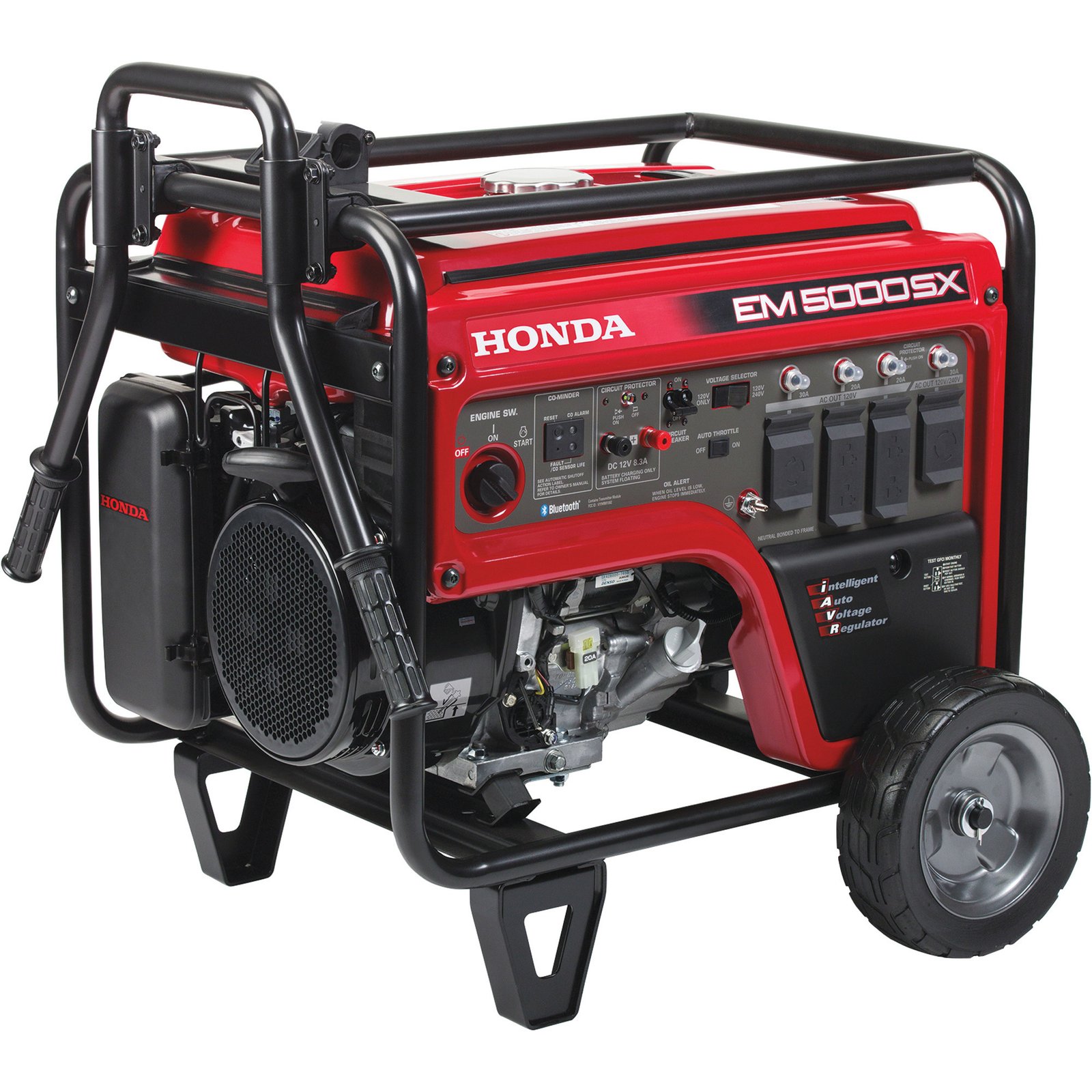 honda em5000s iavr series portable generator, 5000 surge watts, 4500 rated watts, electric start, model# em5000sxk3an