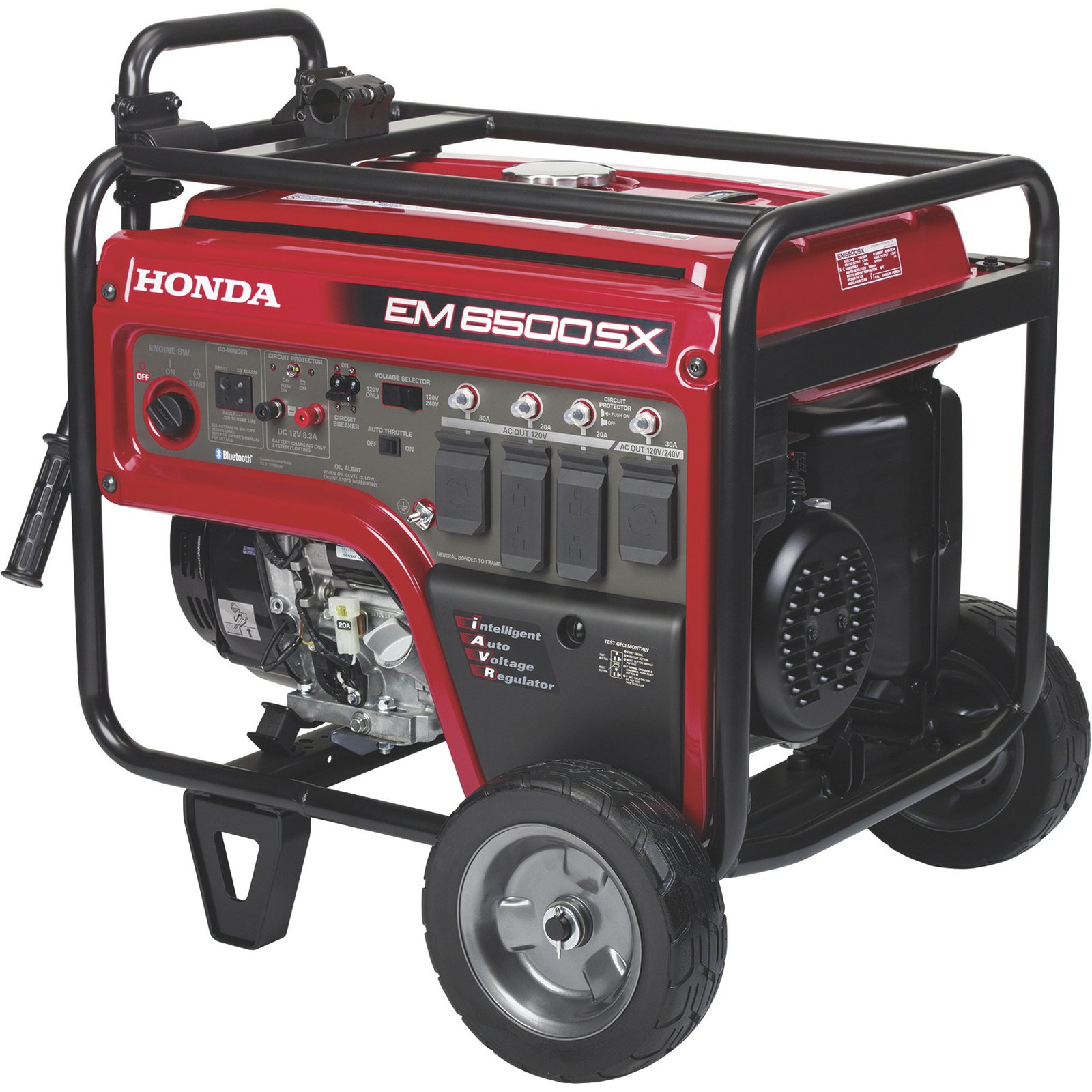honda em6500s iavr series portable generator, 6500 surge watts, 5500 rated watts, electric start, model# em6500sxk2an