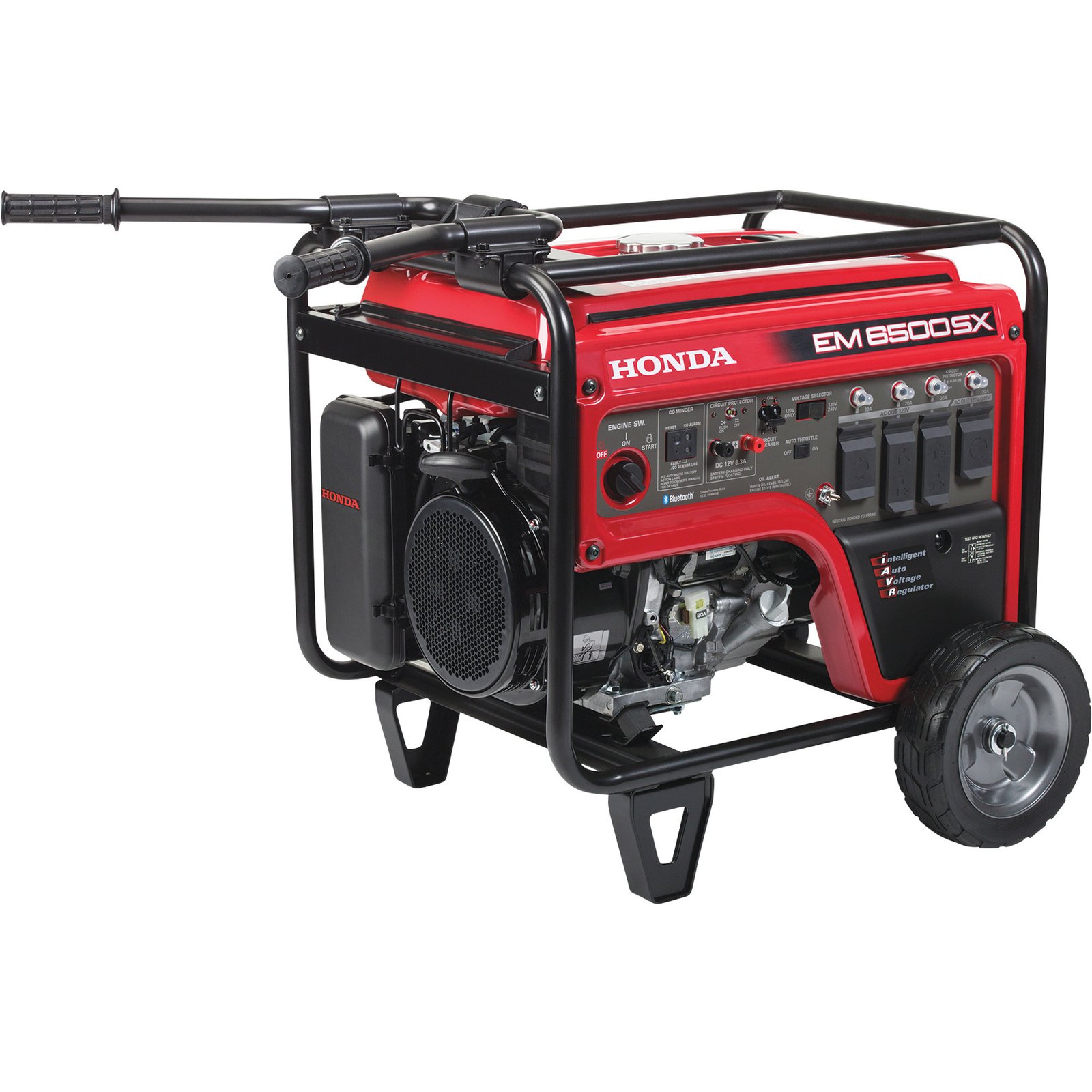 honda em6500s iavr series portable generator, 6500 surge watts, 5500 rated watts, electric start, model# em6500sxk2an