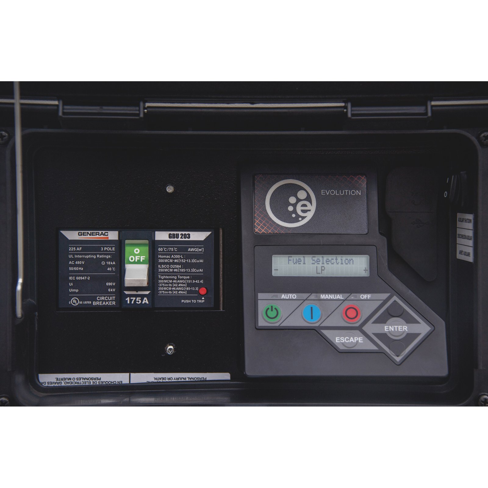 generac protector series home standby generator, 60kw, lp/ng, 120/240 volts, single phase, model# rg06045anax