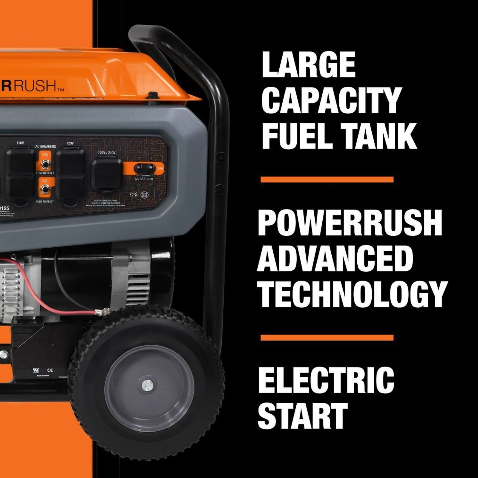 generac, portable generator, surge watts 8125 rated watts 6500 voltage 120/240 model# 7713