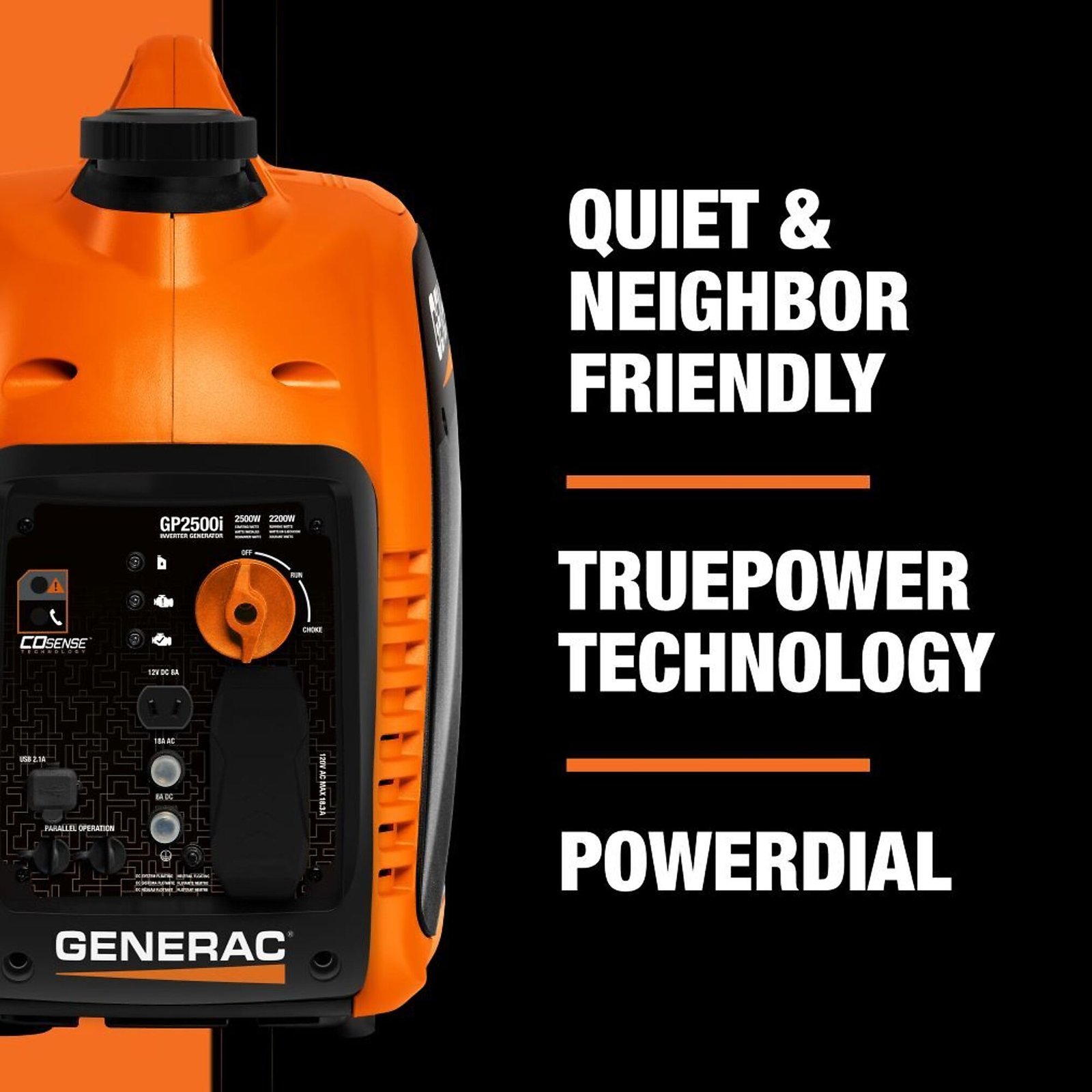 generac, inverter generator, surge watts 2200 rated watts 2500 voltage 120 model# 8251