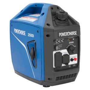 powerhorse inverter generator, 2500 surge watts, 1800w rated, 120v, 52db, co shutdown