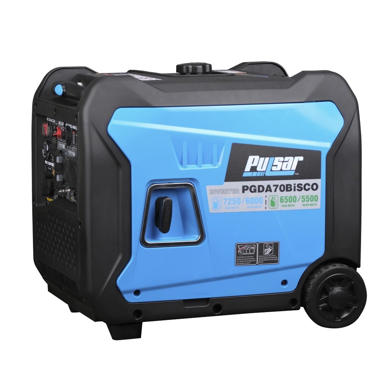 pulsar, 7250/6000w dual fuel inverter w/cosentry, surge watts 7250 rated watts 6000 voltage 120/240 model# pgda70bisco