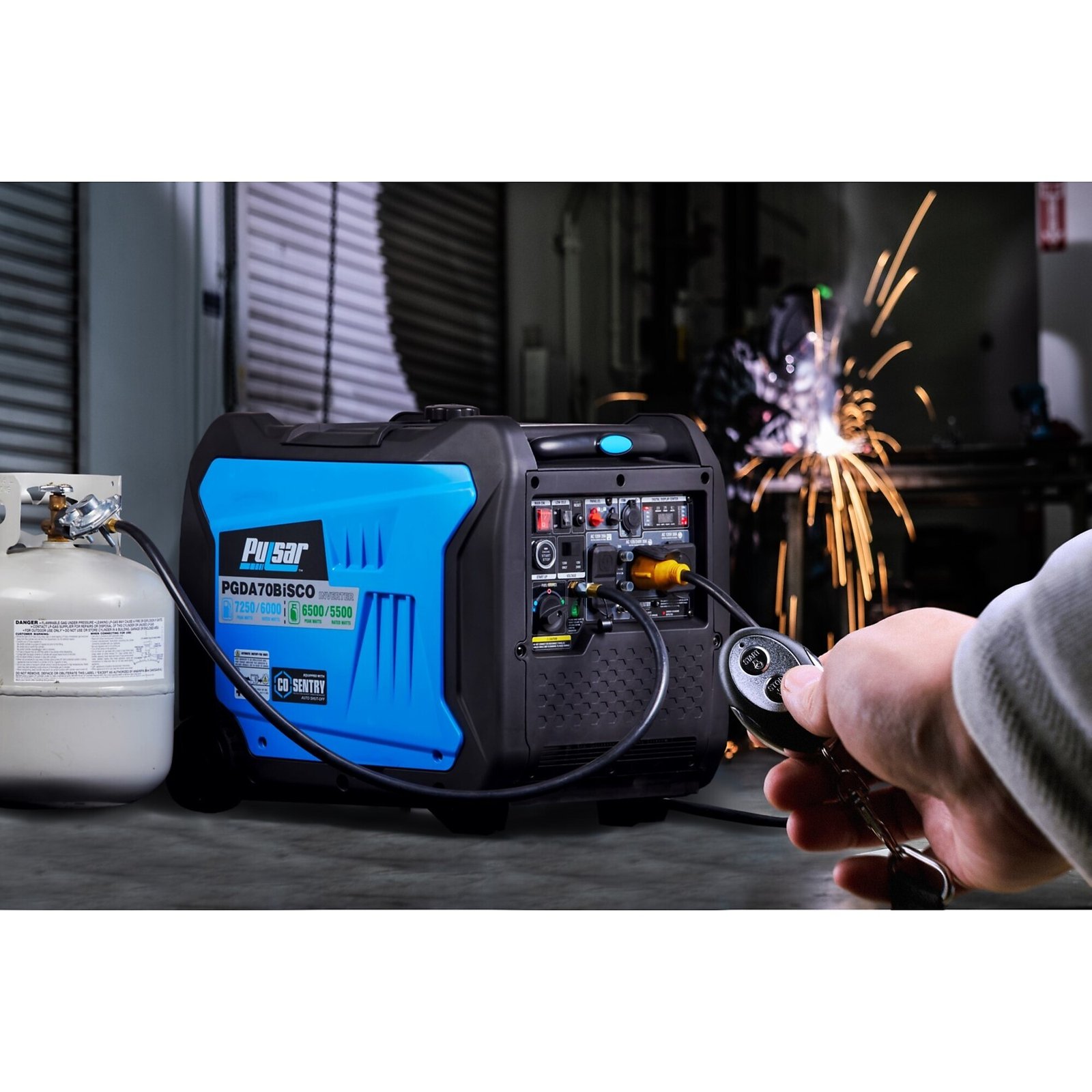 pulsar, 7250/6000w dual fuel inverter w/cosentry, surge watts 7250 rated watts 6000 voltage 120/240 model# pgda70bisco