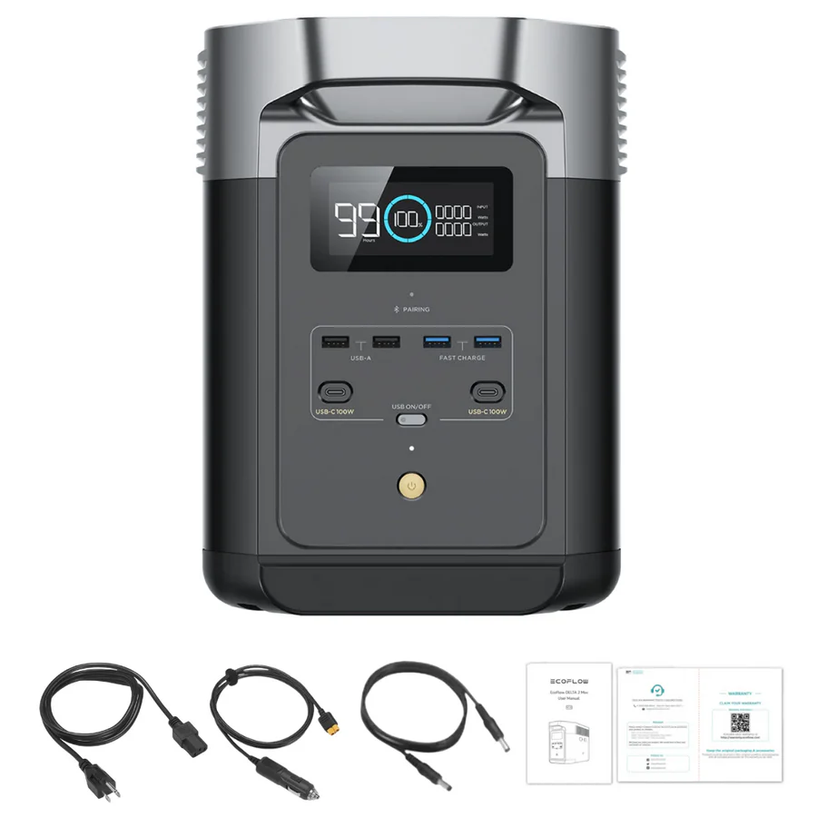ecoflow delta 2 1024wh 1800w portable power station solar generator